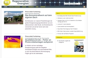  Jetzt mit eigenem Internetauftritt unser Fachmagazin „RE Regenerative Energien“ ist unter www.re-online.info zu erreichen 